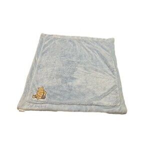 Classic Pooh Security Blanket 27”x27” Winnie The Pooh Soft Minky Blue